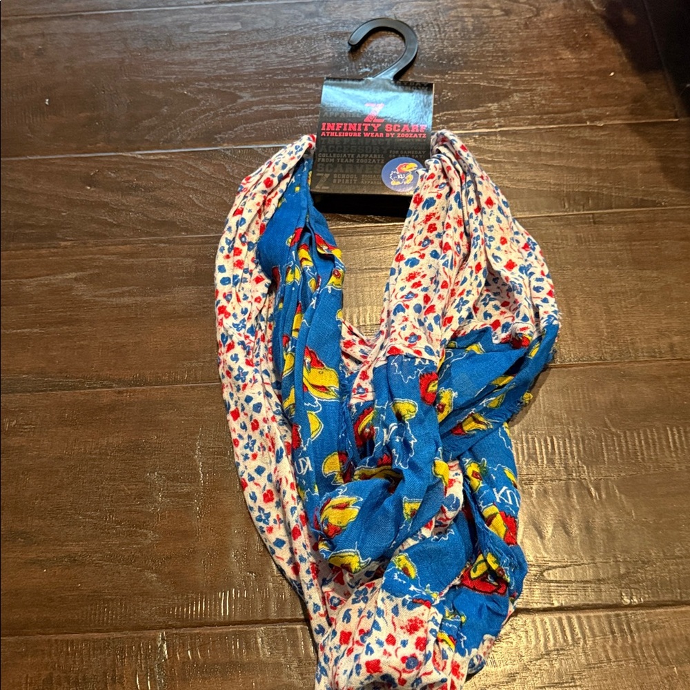 NWT KU Jayhawks Colorful Infinity Scarf